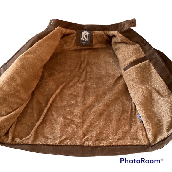 Mens Blue Grandeur Brown Faux Leather Jacket Size XL - Picture 2 of 5